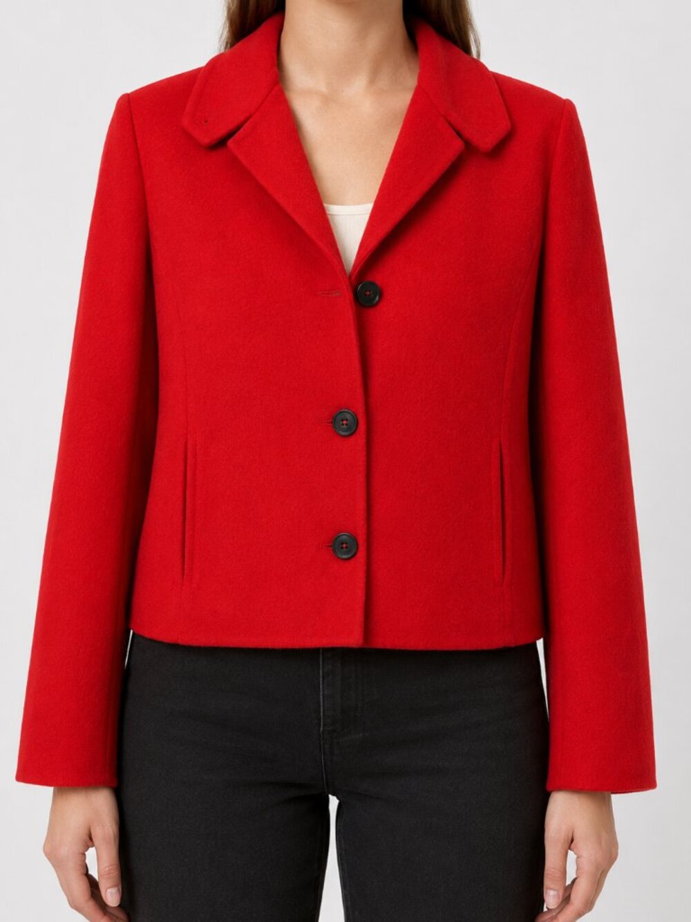 NWT Salvatore Ferragamo Red Double Face Cashmere Blend Cropped Jacket US 8-10